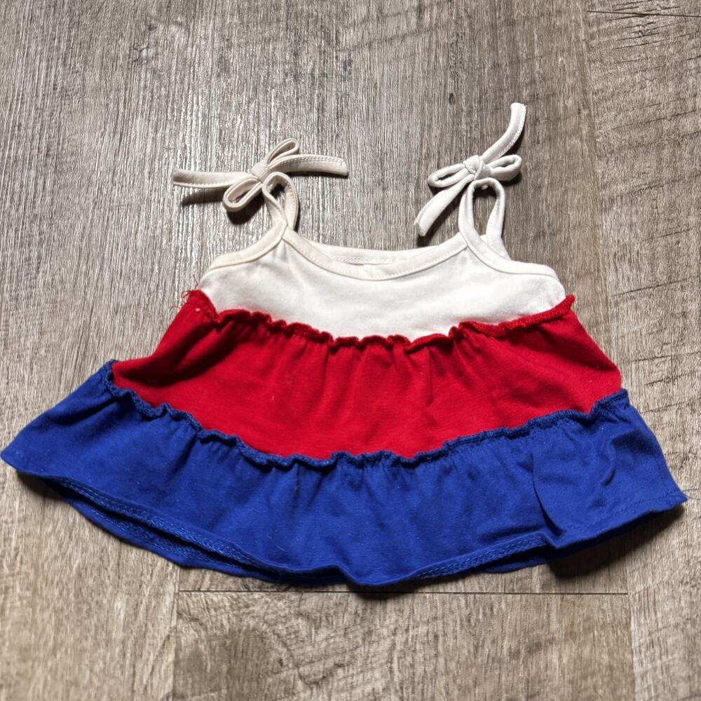 Build A Bear Workshop Sequined Patriotic Red White Blue Tank Top Tiered Bow